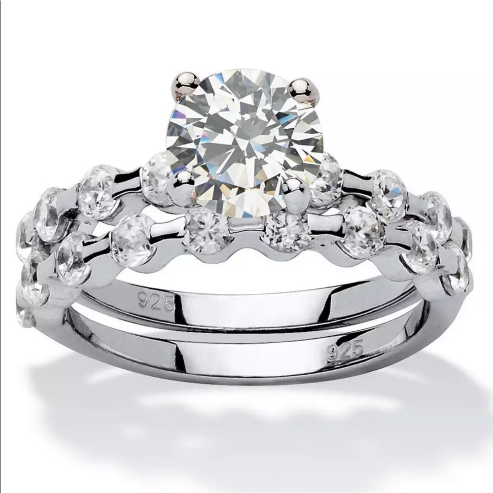 2 Pc Engagement Silver Ring Set - image 2